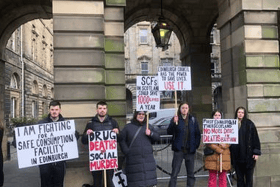Campaigners from Safe Consumption Facility Edinburgh demonstrated outside the City Chambers ahead of a full council meeting on Thursday, February 8 