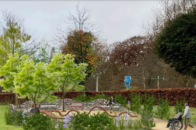 The design for the Covid memorial garden which will occupy a site on the south side of the Civic Centre in Livingston. Image: West Lothian Council.