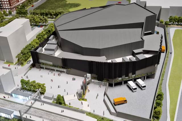 This model of the proposed Edinburgh Park Arena was on display at the consultation event in January.