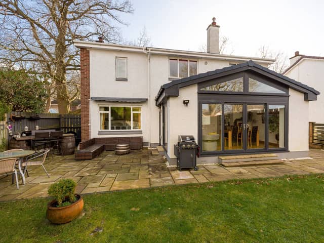 This Barnton property has a stunning kitchen extension that fills the home with light.