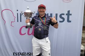 Scotland footgolf player Declan Reid with another trophy.