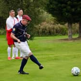 Declan Reid in footgolf action for Scotland.