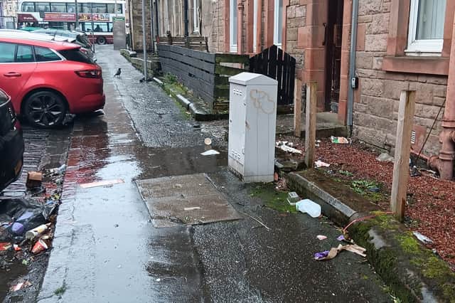 Litter on Smithfield Street, Gorgie - independent councillor Ross McKenzie complained a recent clean-up was only 'cosmetic'.