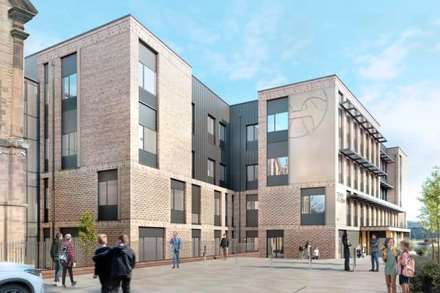 A CGI artist's impression of how the Trinity Academy extension will look from the street.