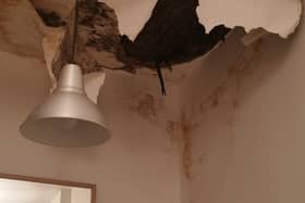 Cleo's ceiling collapsed while she was in the privately rented flat, five months after leak first reported.