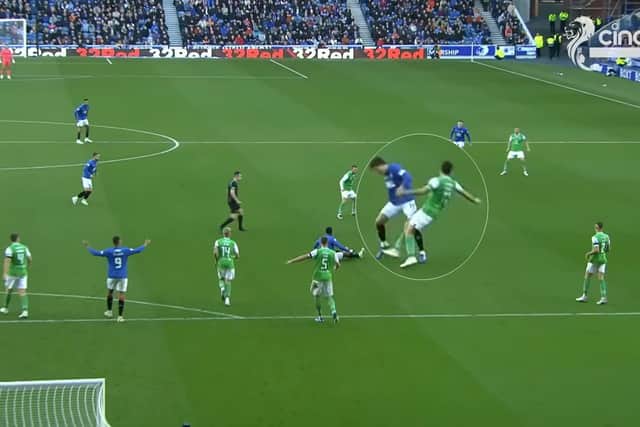 Newell was fouled in the build-up to Rangers' second goal at Ibrox - but play was waved on. 