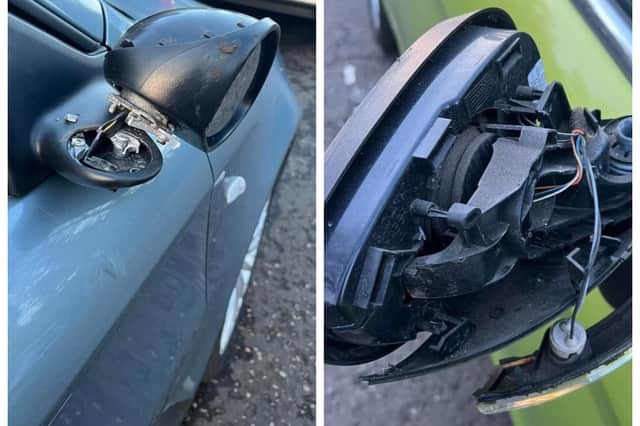 Cars in Morningside's Cluny Avenue had their wing mirrors wrecked in a vandal attack.