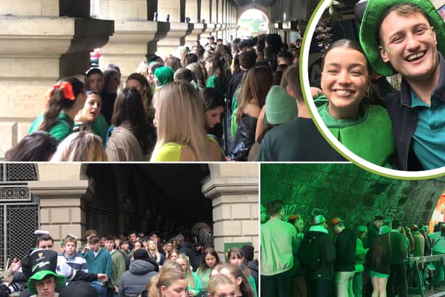 Hundreds were seen queuing for popular Edinburgh venues to celebrate St Patrick's Day 