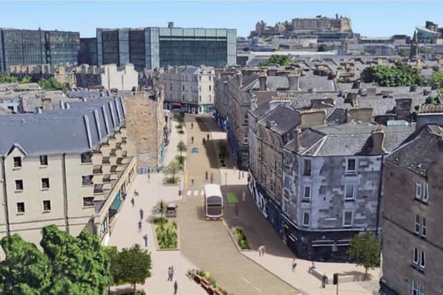 A traffic filter at Haymarket would stop through traffic from using Dalry Road - pavements would be widened and more greenery introduced.