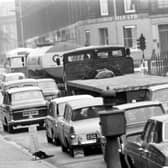 Traffic in Shandwick Place, Edinburgh, on Easter Monday 1969.