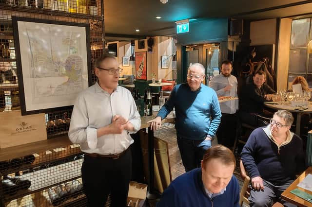 Ghislain Aubertel, 71, (pictured in white shirt) co-owner of the New Town wine bar The Green Room, who has lived in Edinburgh for 46 years.