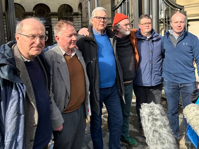 Edinburgh Academy Survivors Group Members Outside Edinburgh Sheriff Court

