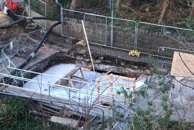 Works to rebuild the collapsed culvert at Cameron Toll roundabout in Edinburgh began on March 4