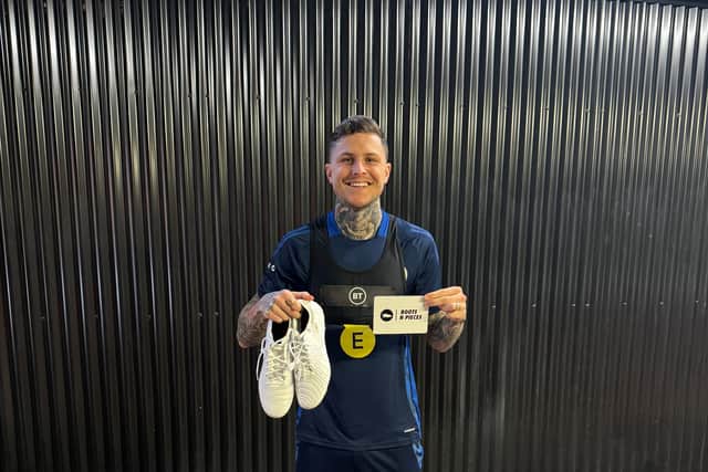 Scotland striker Lyndon Dykes with his Boots N Pieces customised football boots.