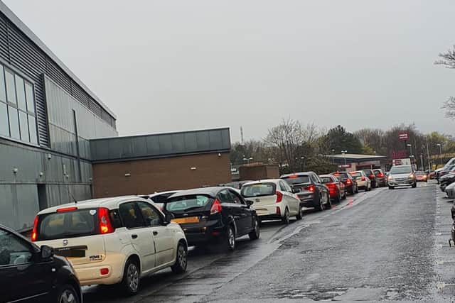 Many Edinburgh drivers faced long queues at Cameron Toll Shopping Centre yesterday
