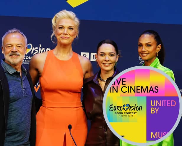 Eurovision 2023 press conference with hosts (left to right) Graham Norton, Hannah Waddingham, Julia Sanina and Alesha Dixon ahead of the Eurovision Song Contest final on Saturday at the M&S Bank Arena in Liverpool.  Picture: PA.