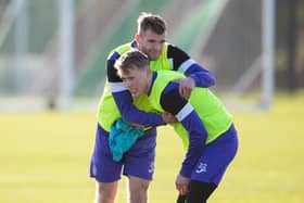 Chris Cadden and Jake Doyle-Hayes in training. Cadden is now back to full fitness - but Doyle-Hayes is being eased back after after nine months out.