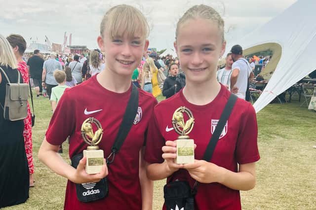 Gorebridge 12-year-old twins Sophie and Lucie play football for Arniston Diamonds.
