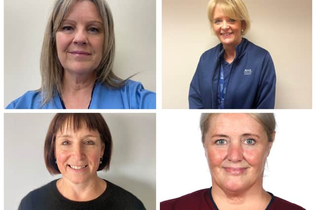 Four NHS Lothian nurses shortlisted for RCN awards:  Elaine Wilson (top left), Fiona Hunt (top right), Juliet MacArthur (bottom left) and Frances Aitken (bottom right).