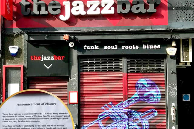 The Jazz Bar, on Chambers Street in Edinburgh announced  its sudden closure on April 10, saying the cost of living crisis coupled with operational challenges has “proved too much”

