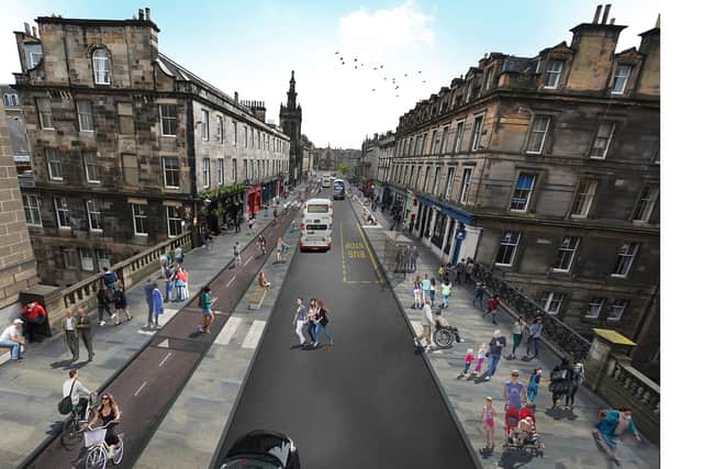 George IV Bridge will see wider pavements, a narrower carriageway and a segregated two-way cycle lane on the east side of the street.