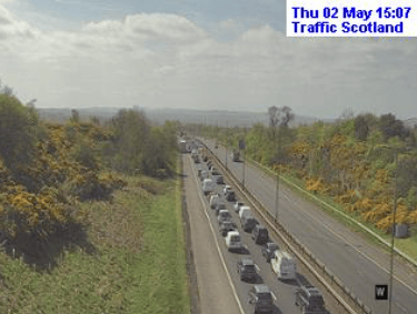 Drivers are facing long delays on the M8 following a multi-vehicle crash