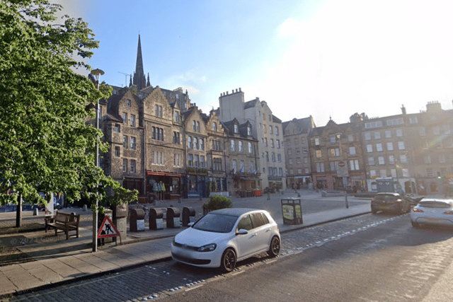 A 44-year-old man was seriously assaulted on the Grassmarket near the junction with Victoria Street on March 22

