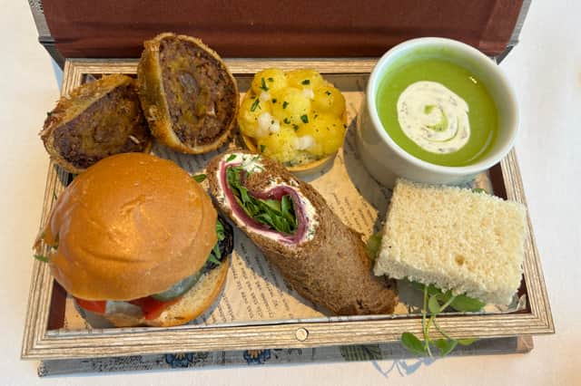 The vegetarian board at the author-themed afternoon tea