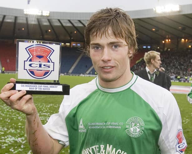 A teenage Stevenson with his Man of the Match award at the 2007 League Cup Final.