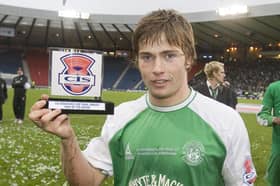 A teenage Stevenson with his Man of the Match award at the 2007 League Cup Final.