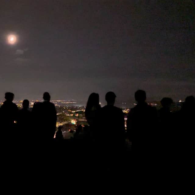Hundreds of people visited Calton Hill on Saturday night to see the Northern Lights