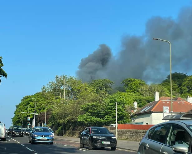 Smoke beams from a blaze at Corstorphine Hill