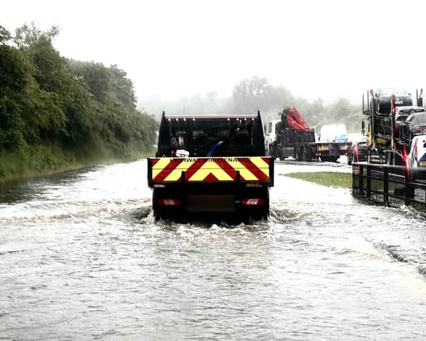 Traffic has been brought to a standstill on the Edinburgh City Bypass due to severe flooding. Picture: Dr David Mitchell