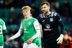 Rory Whittaker and David Marshall - combined age 55 - in action for Hibs.
