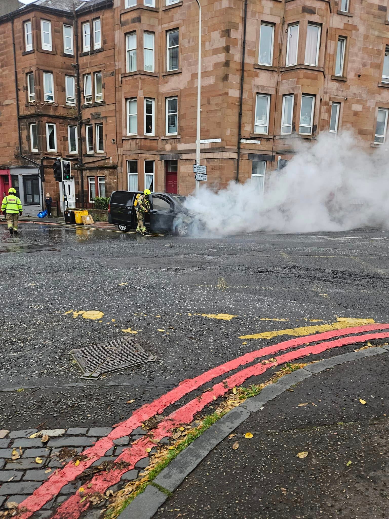 Edinburgh taxi fire forces road closure as buses diverted from busy area