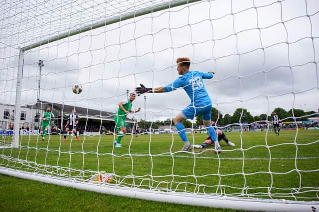 Vente, pictured scoring against Elgin City, has joined PEC Zwolle on a season-long loan - leaving a gap in the Hibs squad.