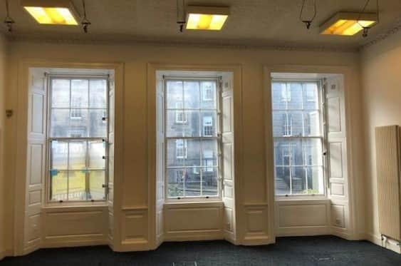 The existing room 1 inside the office block, which would become the new restaurant's dining hall.