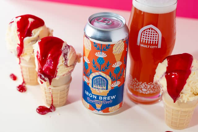 The Vault City Raspberry Ripple Iron Brew drink.