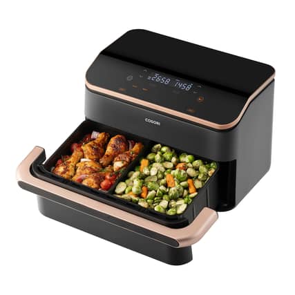 The Cosori TwinFry Dual Blaze 10l air fryer can fit huge portions of food in its drawer