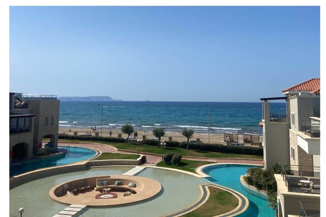 TUI BLUE Sensatori Atlantica Caldera Palace Hotel view of the beach and firepit. (Photo: Isabella Boneham)