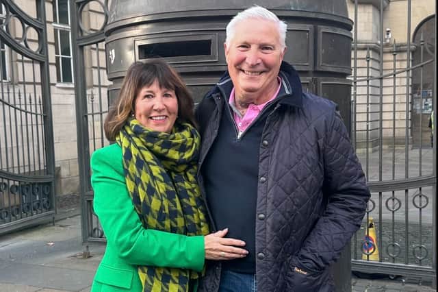 Robert Bain and Marie Bain outside Edinburgh Sheriff Court.