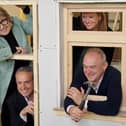 UK Lib Dem leader Ed Davey wields a hammer during his visit to Edinburgh College's Renewables Centre with Edinburgh West MP Christine Jardine, Edinburgh Western MSP ALex Cole-Hamilton and Edinburgh Northern candidate Sanne Dijkstra-Downie. 