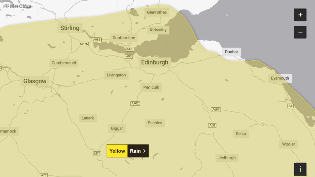 A Met Office yellow rain warning and a Scottish Environment Protection ...