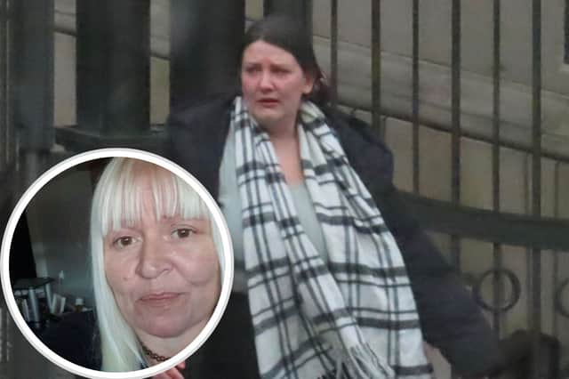 Hannah Craughwell pictured outside Edinburgh Sheriff Court, and her mother Shirley Craughwell pictured inset.