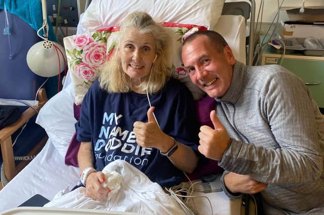 Claire and Stuart Mactaggart pictured in hospital.