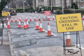 The closure on Gorgie Road, between Balgreen Road and Robb's Loan, pictured on the morning of Monday, January 26.