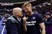 Gregor Townsend, Head Coach of Scotland, celebrates victory with his player Gregor Brown of Scotland following the Guinness Six Nations 2026 match between Scotland and England at Scottish Gas Murrayfield on February 14, 2026 (Pic: Getty)
