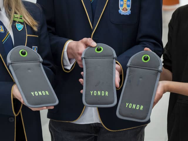 Pupils at Portobello High School have already been using pouches as part of the trial scheme which led to mobile phones being banned in all Edinburgh schools

