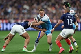 Duhan van der Merwe of Scotland is challenged by Yoram Moefana of France during the Guinness Six Nations 2025 match between France and Scotland at Stade de France on March 15, 2025 (Pic: Getty)