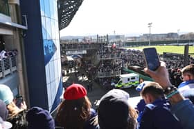 The Scotland team arrives ahead of a Guinness Six Nations match between Scotland and France